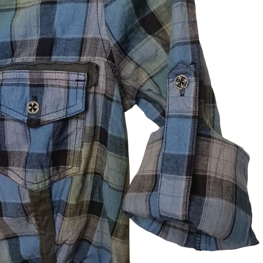 Affliction Womens Plaid Shirt Long Sleeve Button Down Size XS NEW NWT - Picture 8 of 12